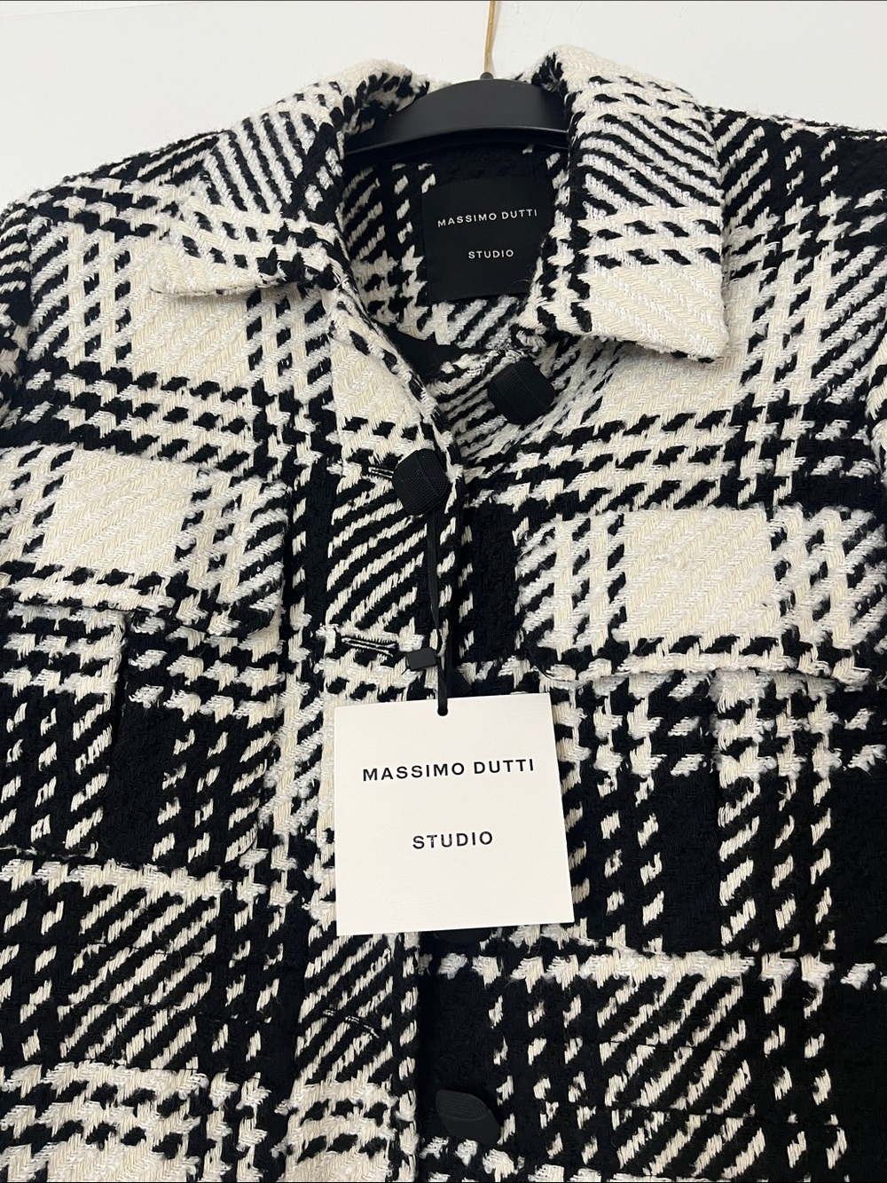 Massimo Dutti Black and White Plaid Blazer Jacket - Picture 2 of 7